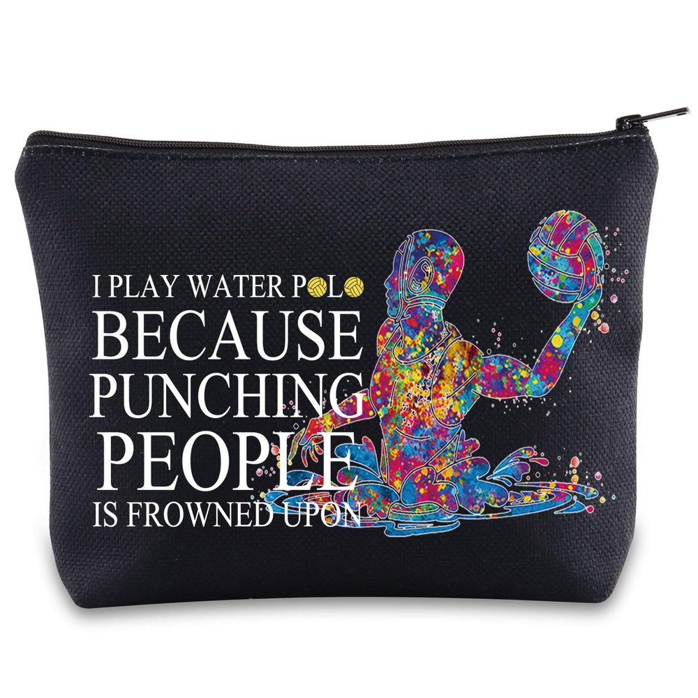 BWWKTOP Water Cosmetic Makeup Bag Water Player Gifts I Play Water Zipper Travel Bags Water Sports Merch (PLAY WATER)