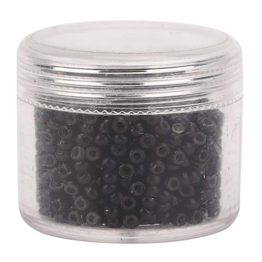 1000pcs Silicone Micro Link Beads, Hair Extension Micro Link Beads, Silicone Hair Extension s for Hair Extensions (3 mm x 2 mm)(black)