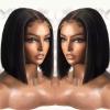 4 * 4 Ex-lace Human Hair Wig for Woman Black Straight (8inch) view 2