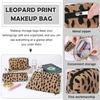 3 Pcs Makeup Bag Cosmetic Bag Set for Girls Women Travel Organizer Bathroom Toiletry Pouch Large Capacity Storage Bag (Leopard Brown) view 3