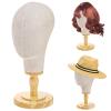 Peohud 21 Inch Mannequin Head, Canvas Wig Head Stand with Detachable Wood Stand, Linen Hat Display Model Head for Caps, Headdress, Wig Making view 1