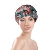 Luxurious Fabrics Shower Cap for Women Men Waterproof Hair Cap with Elastic Band Double Layered Bath Caps Reusable Bathing Shower Caps for all Hair Types view 3
