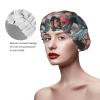 Luxurious Fabrics Shower Cap for Women Men Waterproof Hair Cap with Elastic Band Double Layered Bath Caps Reusable Bathing Shower Caps for all Hair Types view 4