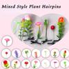 100 Pcs Bean Sprout Hair Clips Mixed Style Plant Hairpins Sprout Clips Flower Butterfly Grass mushroom Hairpins Hair Accessories Headwear for Women Kids Girls Lady Home School Party view 2
