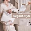 BIVIZKU Makeup Bag Large Capacity Makeup Pouch Travel Cosmetic Bag for Women Cosmetics Skincare Care Organizer with Compartments (Creamy White) view 3