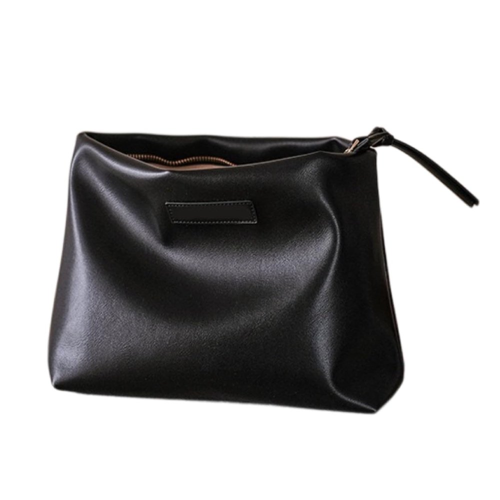 BIVIZKU Makeup Bag Large Capacity Makeup Pouch Travel Cosmetic Bag for Women Cosmetics Skincare Care Organizer with Compartments (Black)