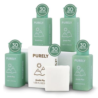 150Piece Bulk Travel Toiletries Set | Hotel & Airbnb Essentials | 1.3oz Bottles (30 Shampoo, 30 Conditioner, 30 Body Wash, 30 Lotion, 30 Bar Soap) | Guest Bathroom Supplies + Homeless Outreach