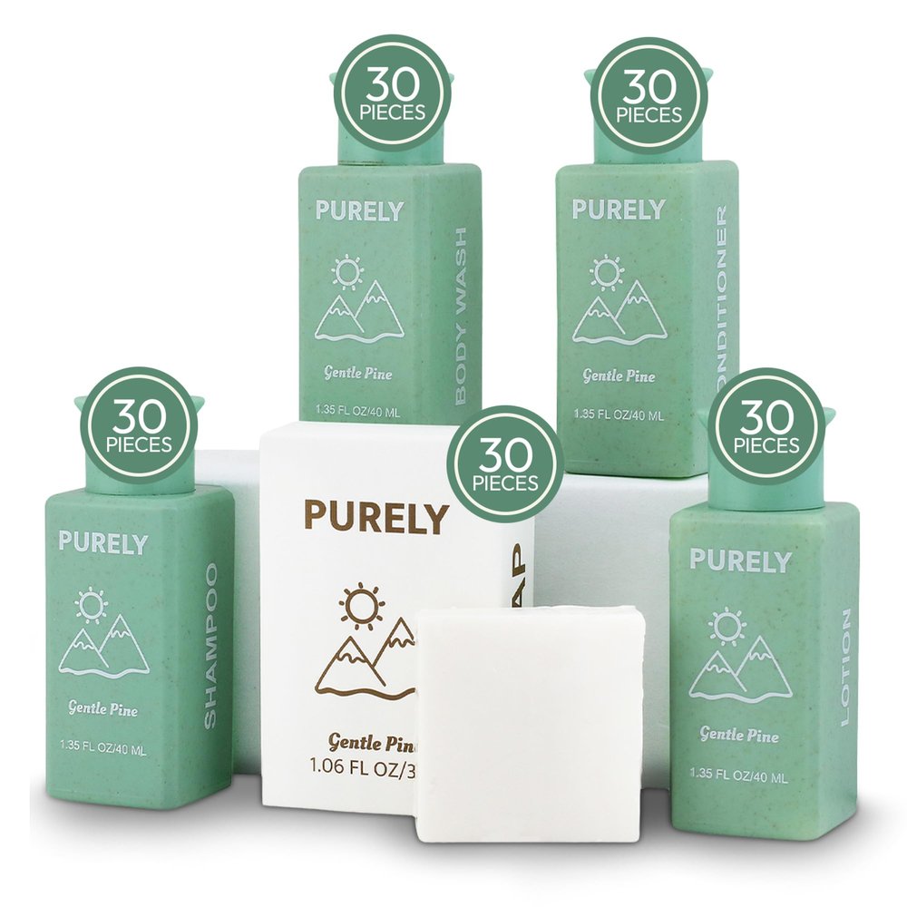 150Piece Bulk Travel Toiletries Set | Hotel & Airbnb Essentials | 1.3oz Bottles (30 Shampoo, 30 Conditioner, 30 Body Wash, 30 Lotion, 30 Bar Soap) | Guest Bathroom Supplies + Homeless Outreach