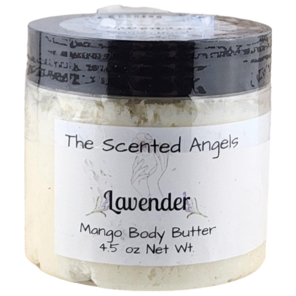 TSA Handmade Whipped Mango Lavender Body Butter Cream, Luxury Body Lotion for Dry Skin, Daily Moisturizing Shea Butter, Sunflower Oil, Mothers, Fathers, Women, Men, Teens, 4.5 oz Jar