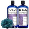Dr. Teal's Lavender Foaming Bath 34 oz (Pack of 2) with Variety Junction Premium Bath and Shower Sponge, Soothing & Relaxing, Bubble Bath, Soaking Bath, Men's and Women's, Clear view 1