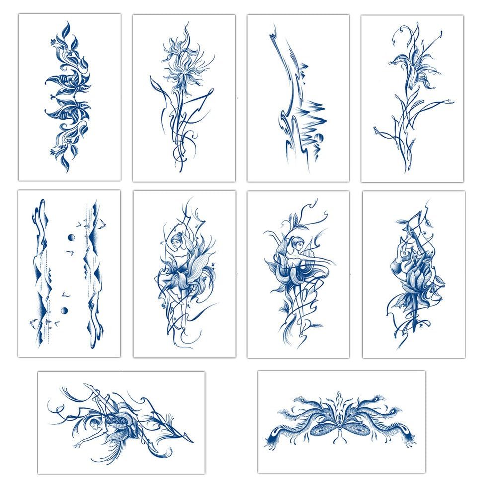 10 Sheets Temporary Tattoo Stickers for Adult Women Men - Long Lasting Waterproof Temporary Tattoos Realistic Fake Tattoo Stickers for Men Arm Face Neck Chest Leg Hand