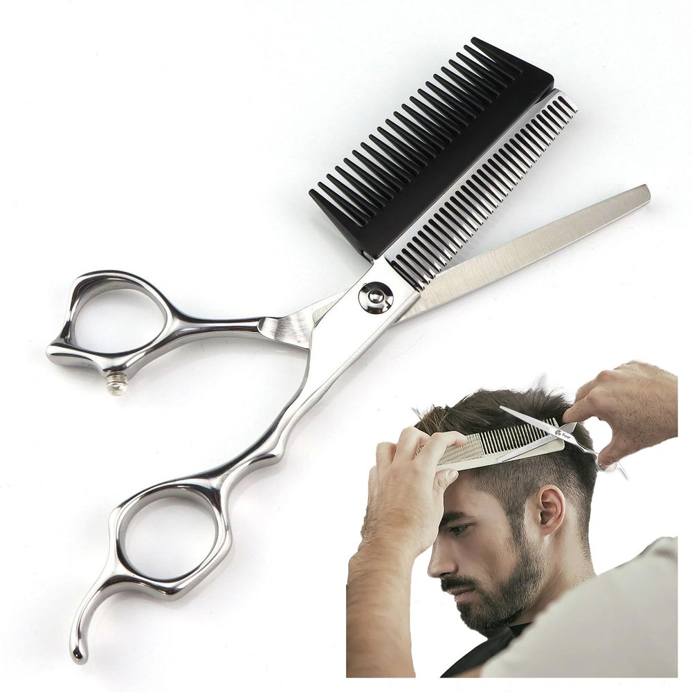 2 In 1 Hair Scissors With Comb, 6 Inch Professional Jp440c Steel, Hair Cutting Scissors, Hairdresser Scissors, Haircut Barber, Home Use for Man Woman Adults Kids (G)