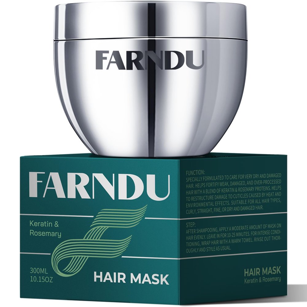 Hair Mask for Damaged Hair, Rosemary Keratin Collagen Deep Repair Conditioning Hydrating Hair Mask for Dry Damaged Frizzy Hair 10.15oz 300ml