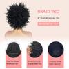 VAVANGA Short Afro Kinky Wigs for Women, 6inch Natural Crochet Braided Wig Synthetic Hair Afro Puff Twist Braids Wigs Dreadlocks Twisted Braiding Wig for Black Women(6", Black) view 3