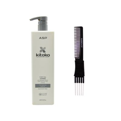 Asp Kitoko Purifying Cleanser (33.8 oz/liter) with Teasing Comb Pack of 1