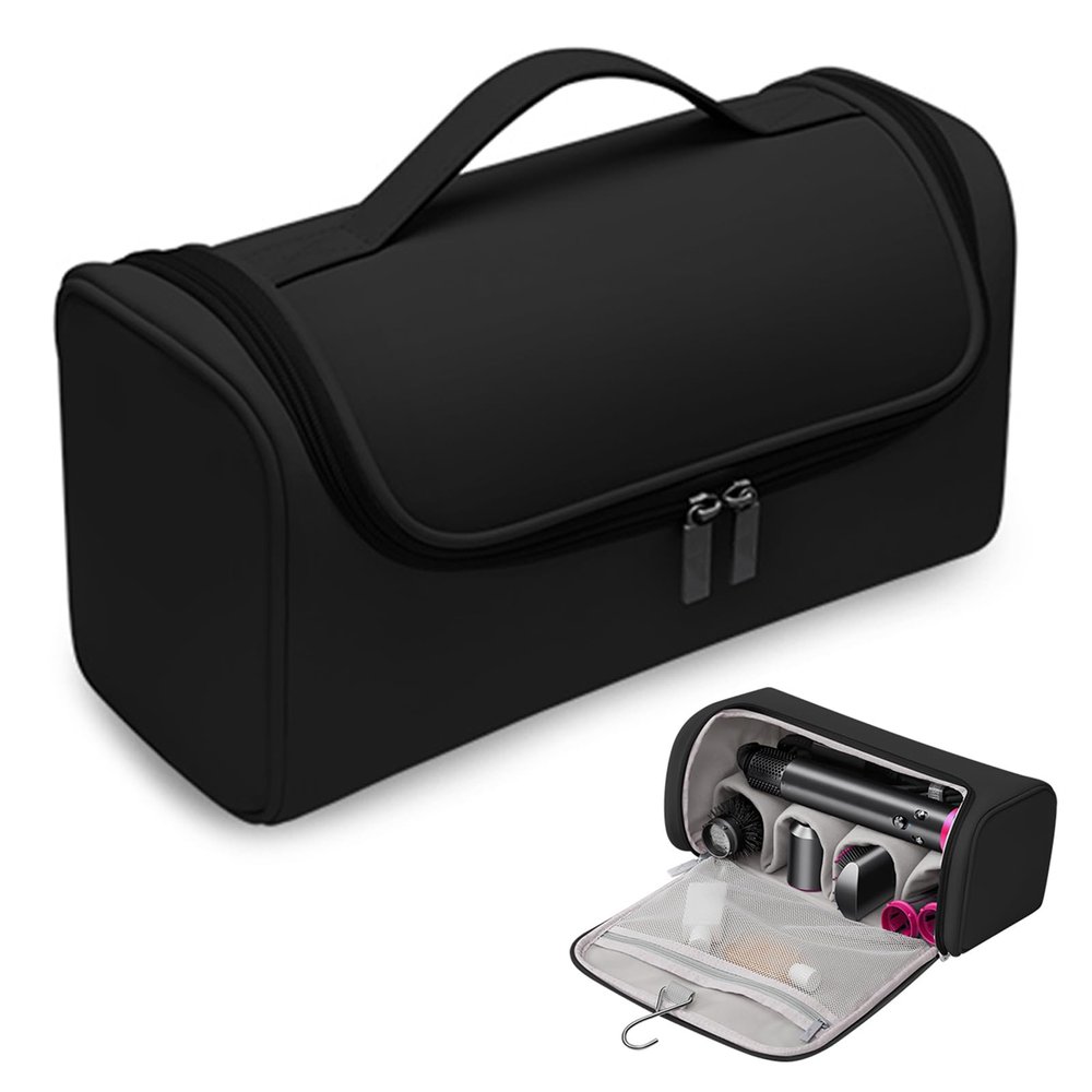Gearific Travel Case Compatible with Dyson/Shark Flexstyle,PU waterproof Portable Travel Pouch with Hanging Hook, Carrying Case Compatible for Dyson/Shark Airwrap Flexstyle Complete Styler (Black)
