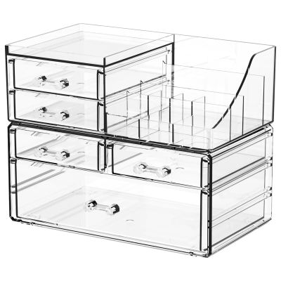 SUOXING Clear Acrylic Makeup Organizer for Vanity,Bathroom,Dresser,5 Drawer Make up Organizers for Counter,Plastic Countertop Makeup Storage for Beauty,Hair Accessory,Brush,Cosmetic,Skincare Organizer