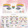 10 Sheets Pride Tattoos, 6.3x2.56 Inch Rainbow Temporary Tattoos Rainbow Face Tattoo Pride Eyes Tattoos for Pride Festivals Party Decoration view 2