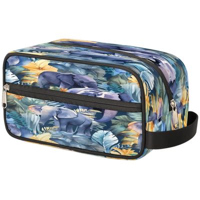 Vatrepeo Toiletry Bag for Men Watercolor Elephant Trees Travel Toiletry Organizer Hanging Dopp Kit Shaving Bag with Large Capacity for Toiletries