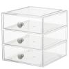 AJIODA Makeup Drawer Organizer Box with 3 Drawers, Acrylic Cosmetic Display Case Vanity Organizer Jewelry Storage Box Stackable Storage for Cosmetics, Skin Care, Bathroom, Countertop, Silver Handle view 3