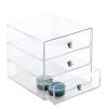 AJIODA Makeup Drawer Organizer Box with 3 Drawers, Acrylic Cosmetic Display Case Vanity Organizer Jewelry Storage Box Stackable Storage for Cosmetics, Skin Care, Bathroom, Countertop, Silver Handle view 4
