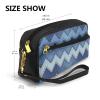 FRESQA Gradient Blue Denim Print Portable Mini Makeup Bag,Versatile And Compact,Perfect For Your Essentials view 3