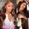 13X4 Brown lace wig Female Brazilian Body Wave Human Hair Wigs For Women Glueless 13X6 Hd Lace F Wig view 4