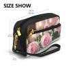 FRESQA Red Rose Print Portable Mini Makeup Bag,Versatile And Compact,Perfect For Your Essentials view 3