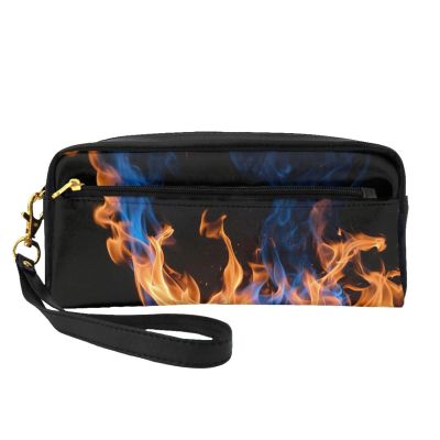 FRESQA Blue Flame Print Portable Mini Makeup Bag,Versatile And Compact,Perfect For Your Essentials