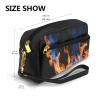 FRESQA Blue Flame Print Portable Mini Makeup Bag,Versatile And Compact,Perfect For Your Essentials view 3