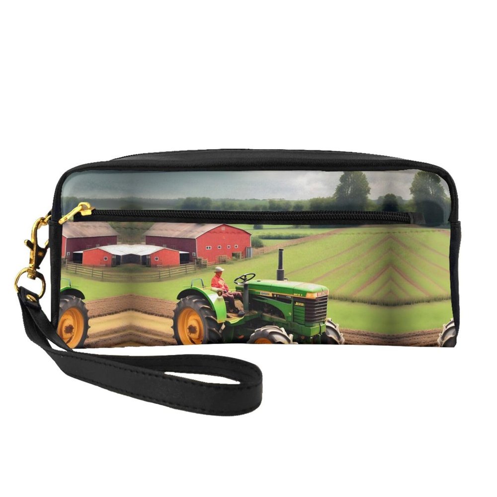 FRESQA Tractor Farm Pattern Print Portable Mini Makeup Bag,Versatile And Compact,Perfect For Your Essentials
