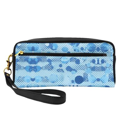 FRESQA Blue Polka Dot Print Print Portable Mini Makeup Bag,Versatile And Compact,Perfect For Your Essentials