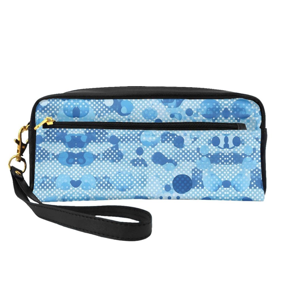 FRESQA Blue Polka Dot Print Print Portable Mini Makeup Bag,Versatile And Compact,Perfect For Your Essentials