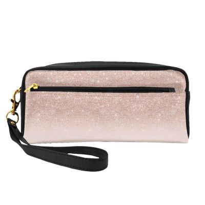FRESQA Rose Gold Faux Glitter Print Portable Mini Makeup Bag,Versatile And Compact,Perfect For Your Essentials