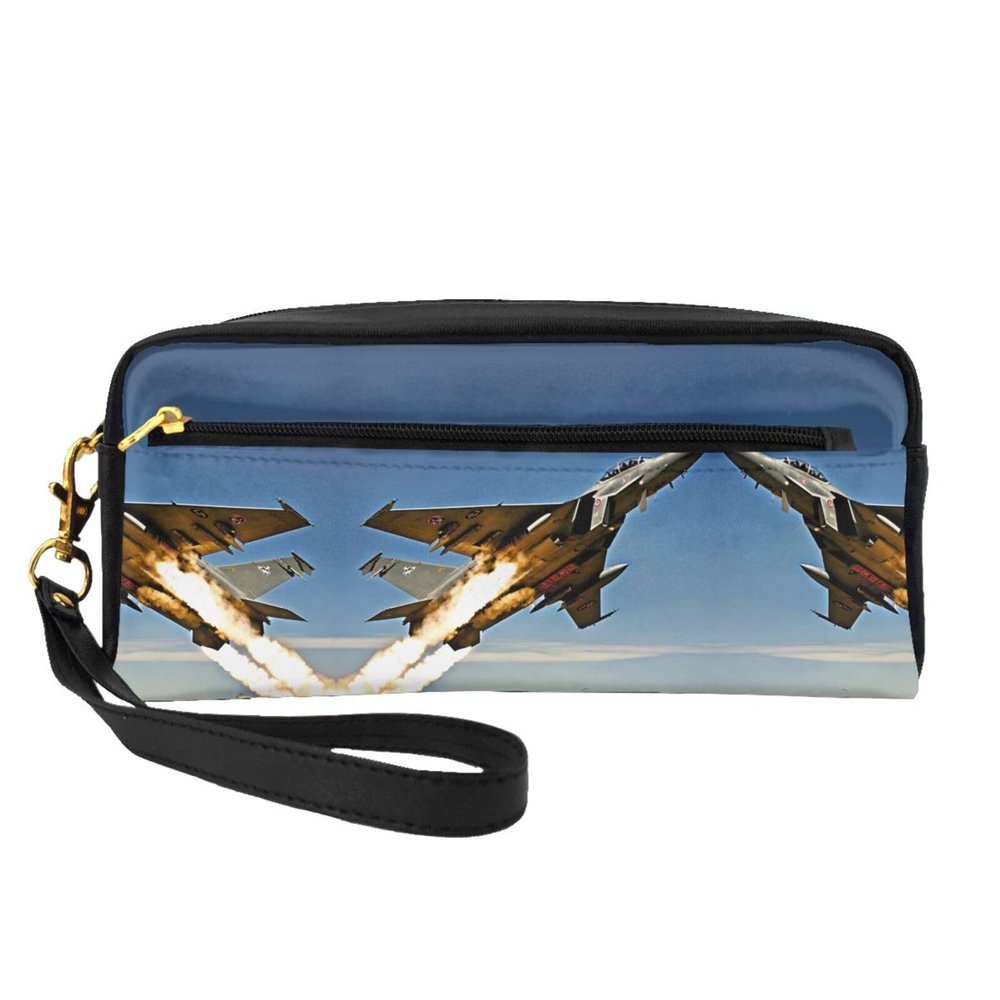 FRESQA Aircraft Fighter Jets Print Portable Mini Makeup Bag,Versatile And Compact,Perfect For Your Essentials