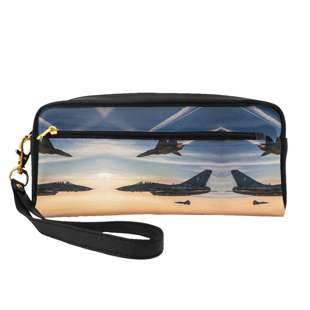 FRESQA Aircraft Fighter Jets Print Portable Mini Makeup Bag,Versatile And Compact,Perfect For Your Essentials