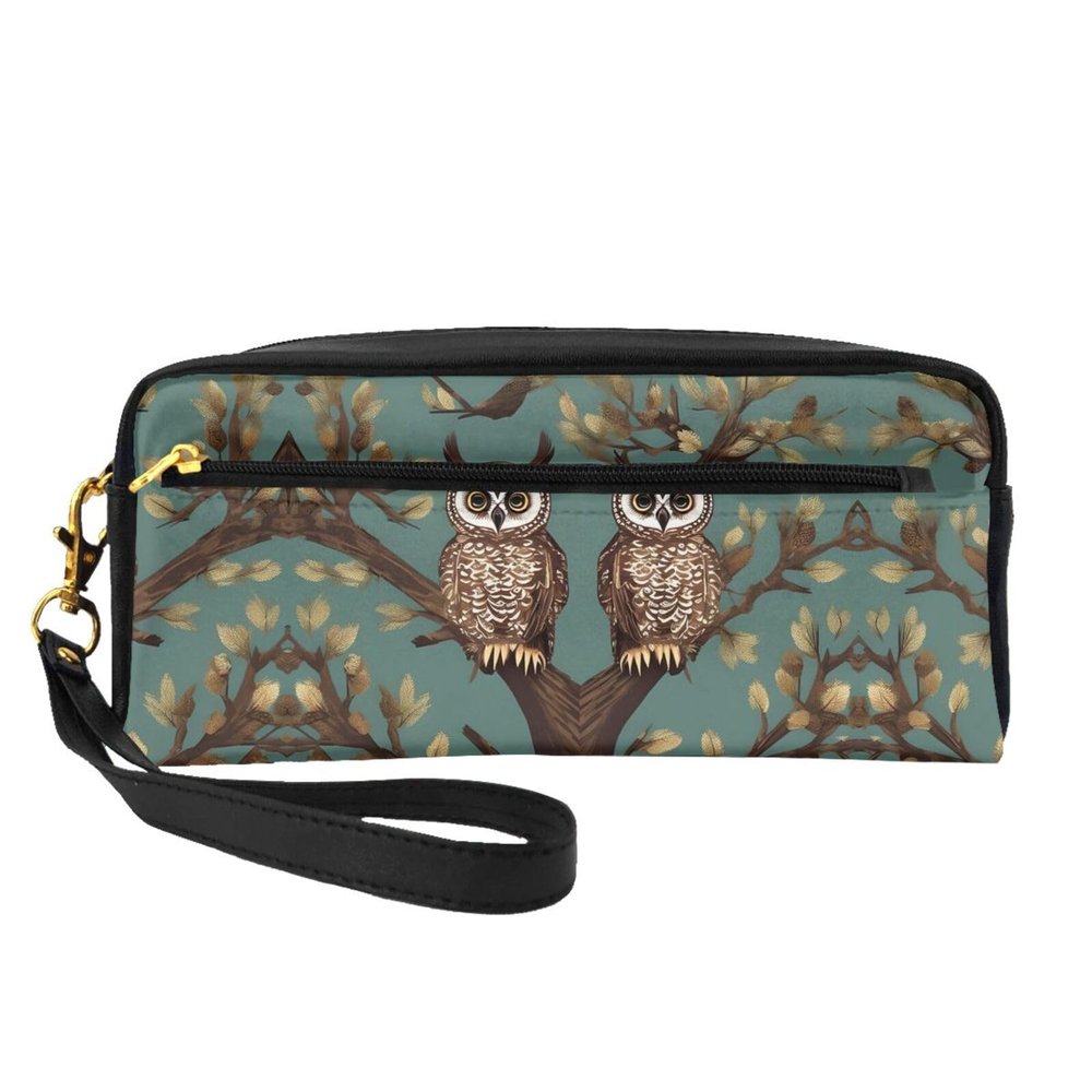 FRESQA Owl Tree Branches Print Portable Mini Makeup Bag,Versatile And Compact,Perfect For Your Essentials