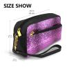 FRESQA Sparkling Purple Glitter Print Portable Mini Makeup Bag,Versatile And Compact,Perfect For Your Essentials view 3