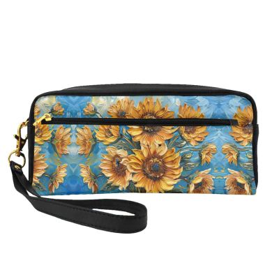FRESQA Oil Painting Sunflower Print Portable Mini Makeup Bag,Versatile And Compact,Perfect For Your Essentials