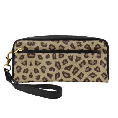 FRESQA Yellow Leopard Print Print Portable Mini Makeup Bag,Versatile And Compact,Perfect For Your Essentials