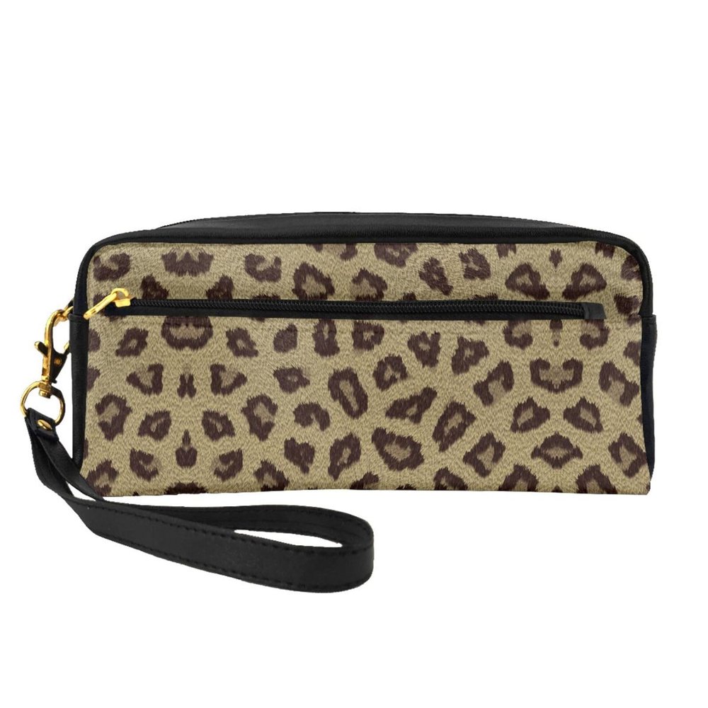 FRESQA Yellow Leopard Print Print Portable Mini Makeup Bag,Versatile And Compact,Perfect For Your Essentials