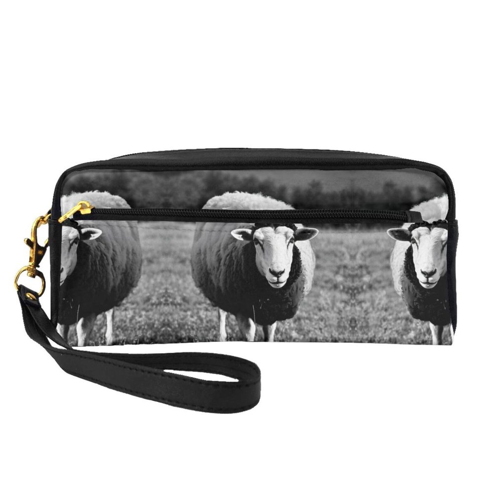 FRESQA Cute Sheep Lamb Print Portable Mini Makeup Bag,Versatile And Compact,Perfect For Your Essentials