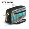 FRESQA Bright Aqua Blue Turquoise Print Portable Mini Makeup Bag,Versatile And Compact,Perfect For Your Essentials view 3