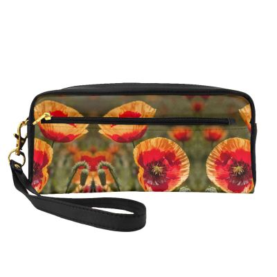 FRESQA Poppy Flowers Print Portable Mini Makeup Bag,Versatile And Compact,Perfect For Your Essentials