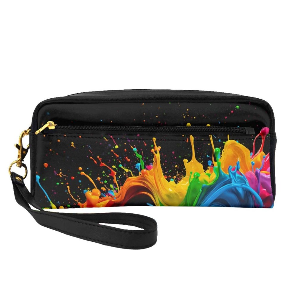 FRESQA Paint Splatter Backdrop Print Portable Mini Makeup Bag,Versatile And Compact,Perfect For Your Essentials