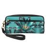 FRESQA Teal Lily Print Portable Mini Makeup Bag,Versatile And Compact,Perfect For Your Essentials view 1
