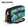 FRESQA Teal Lily Print Portable Mini Makeup Bag,Versatile And Compact,Perfect For Your Essentials view 3