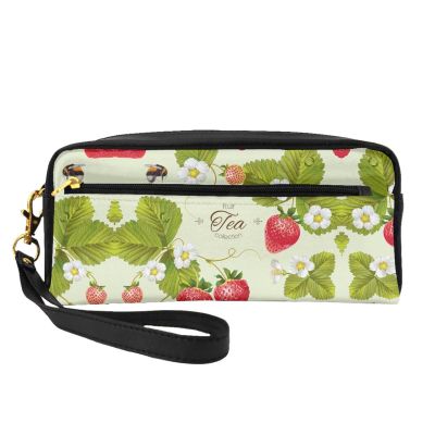 FRESQA Lovely Strawberry Print Portable Mini Makeup Bag,Versatile And Compact,Perfect For Your Essentials