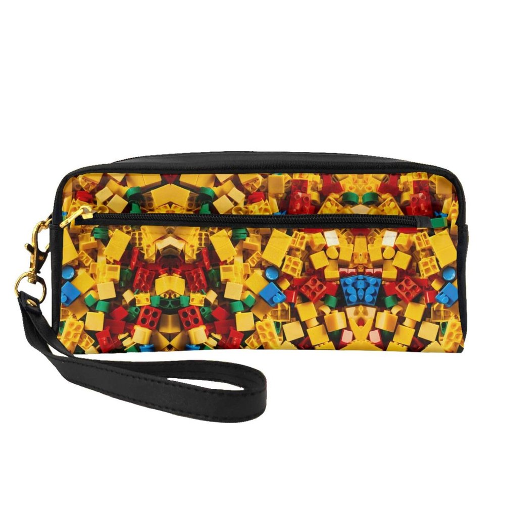 FRESQA Colorful Brick Print Portable Mini Makeup Bag,Versatile And Compact,Perfect For Your Essentials