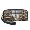 FRESQA Paris Street Scene Eiffel Tower Print Portable Mini Makeup Bag,Versatile And Compact,Perfect For Your Essentials view 1